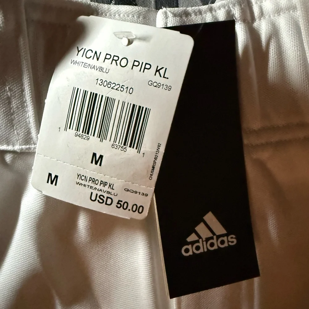 adidas Kids White Pants with Navy Stripes - Picture 3 of 4